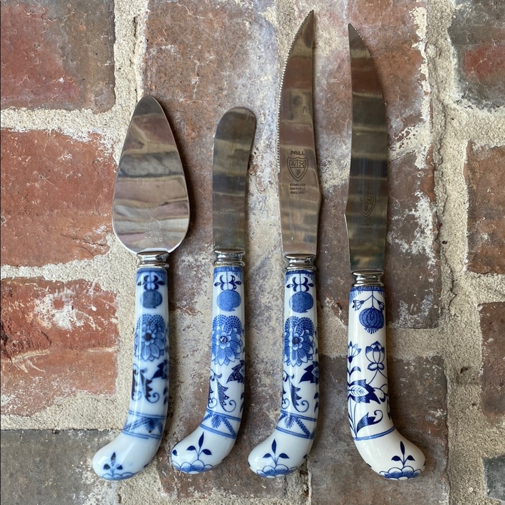 Prill Sheffield England Blue Onion 4 piece set